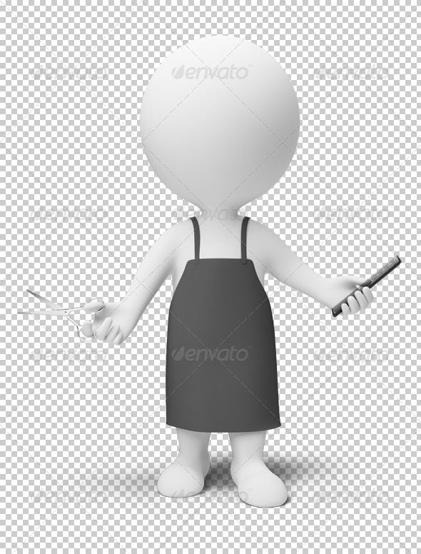 3d small people - hairdresser - Characters 3D Renders