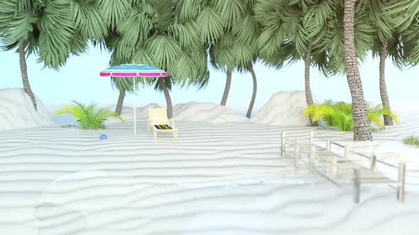 Palm Trees Background Beach Isometric alt