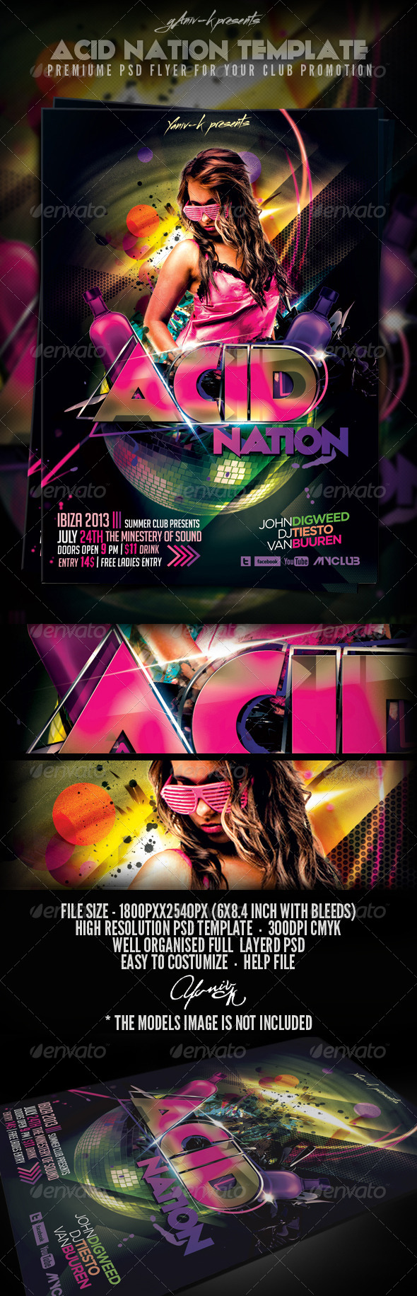Acid Nation Flyer Template - Clubs & Parties Events