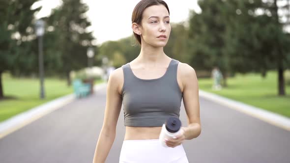 Sporty woman walking