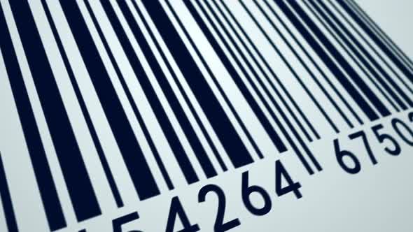 Barcode scanner animation of retail consumer good being sold on the market. alt