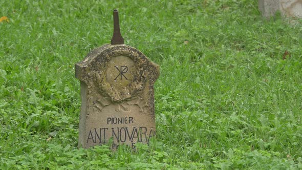 Ant Novara's tombstone in a cemetery 