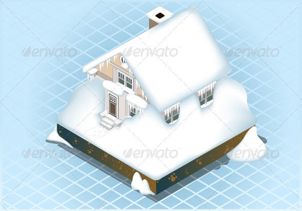 Isometric Very Hard Snow Capped House - Buildings Objects