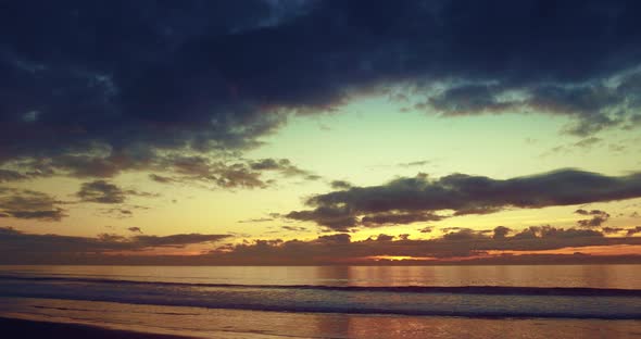 Wide View Dramatic Sunset Ocean