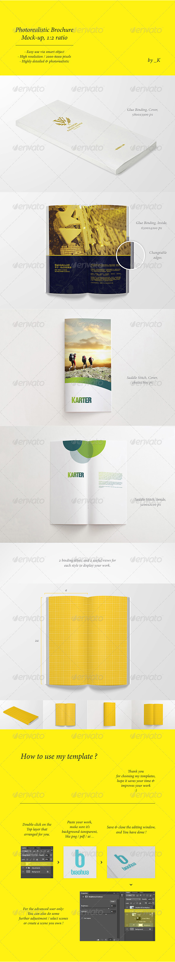 Photorealistic Brochure / Book Mock-Up, 1:2 ratio - Brochures Print