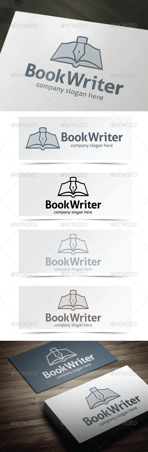 Book Writer - Objects Logo Templates