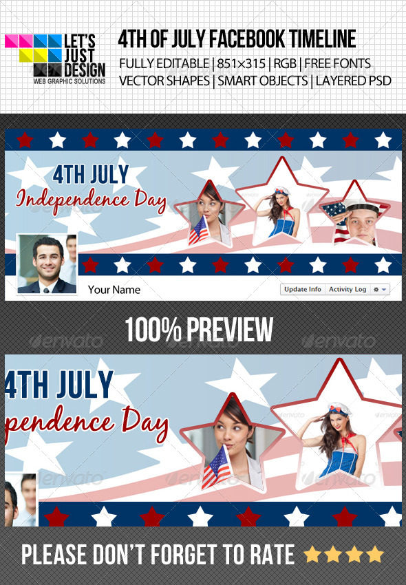 4th of July Independence Day Timeline Cover - Facebook Timeline Covers Social Media