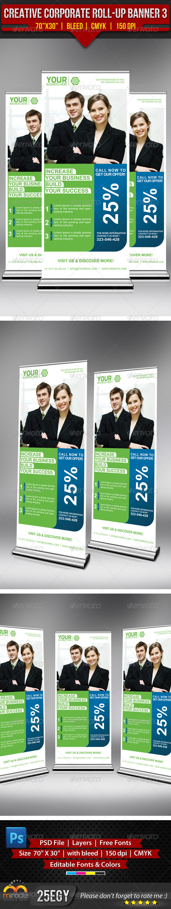 Creative Corporate Roll-Up Banner 3 - Signage Print Templates