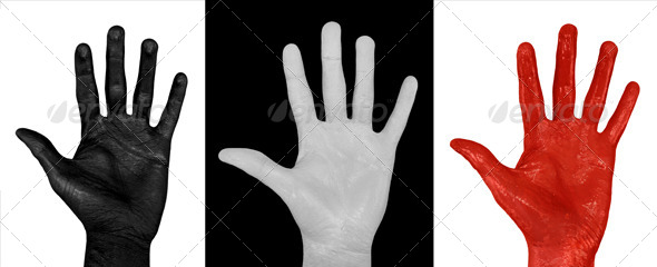 Painted Hands, White, Black & Red (3-Pack) - Miscellaneous Isolated Objects