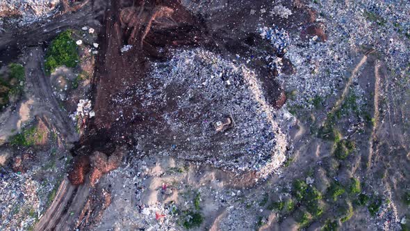 Aerial View of Stack of Different Types of Large Mountain Garbage Pile alt