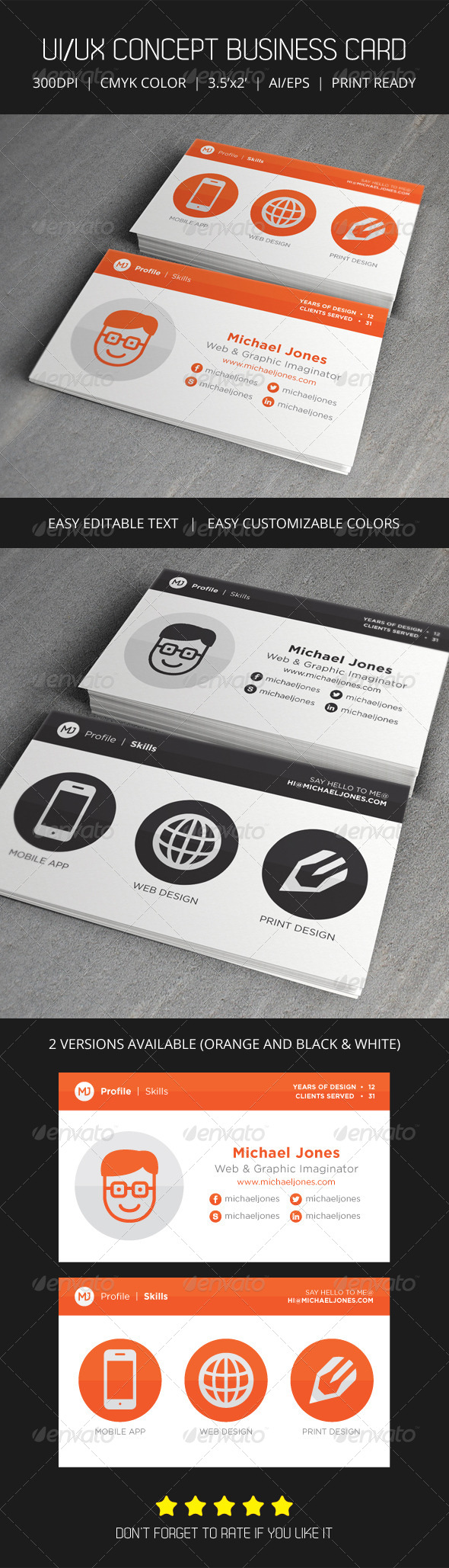 UI/UX Flat Creative Business Card - Creative Business Cards