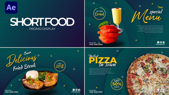 Short Food Promo Display | After Effects Openers template preview