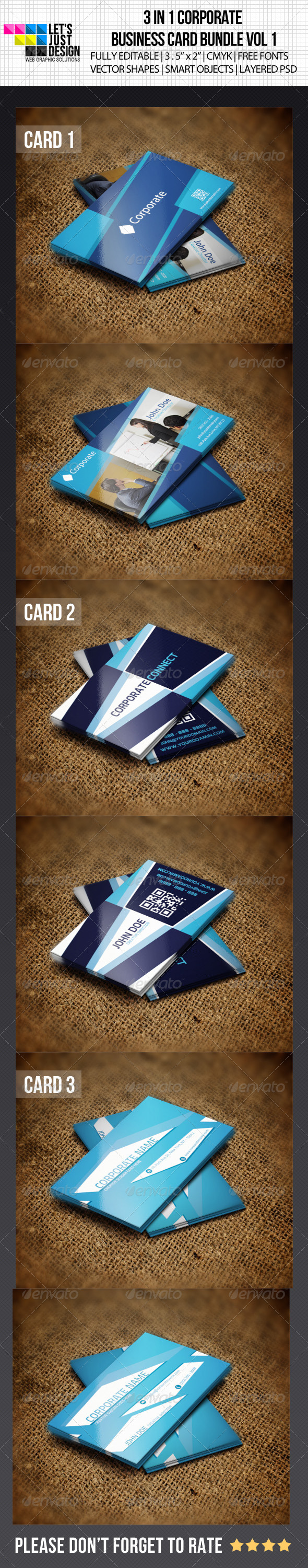 3 IN 1 Corporate Business Card Bundle Vol 1 - Corporate Business Cards