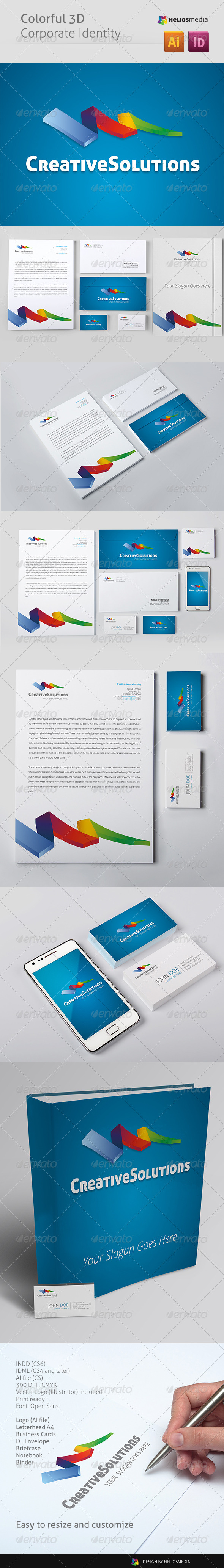 Colorful 3D Corporate Identity - Stationery Print Templates