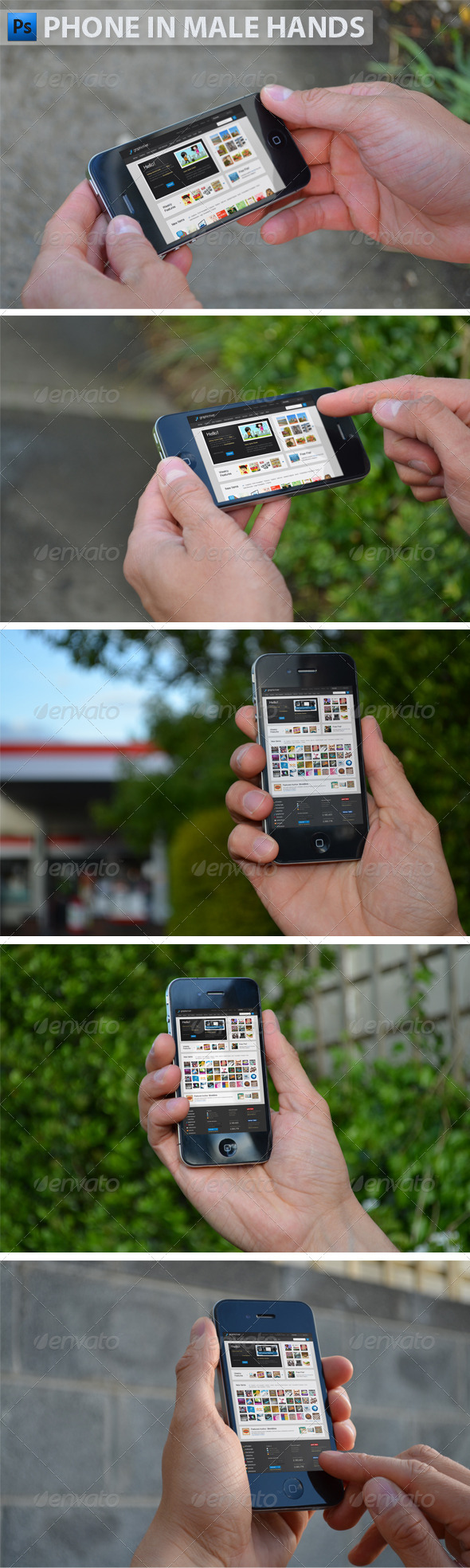 Black Phone in Male Hands - Product Mock-Ups Graphics