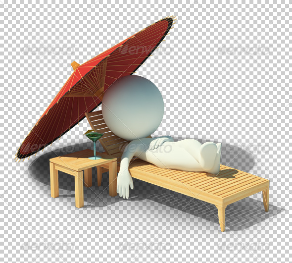 3d small people - rest on a chaise lounge - Characters 3D Renders