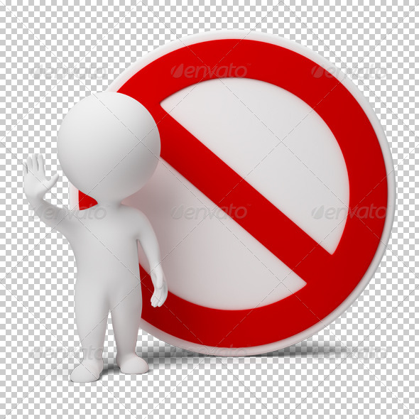 3d small people - interdiction sign - Characters 3D Renders