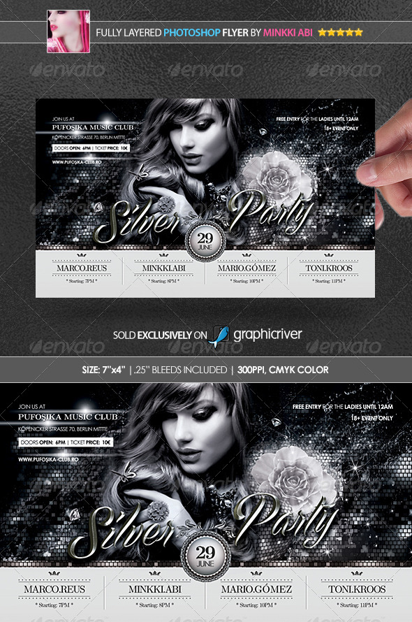 Silver Party Poster/Flyer - Clubs & Parties Events