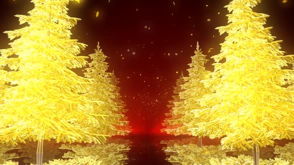 Gold Christmas Trees 4K