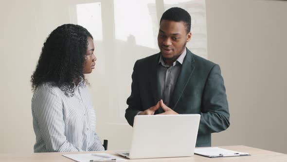 African Male Financial Advisor Agent Lawyer Insurer Consulting American Female Client Customer alt