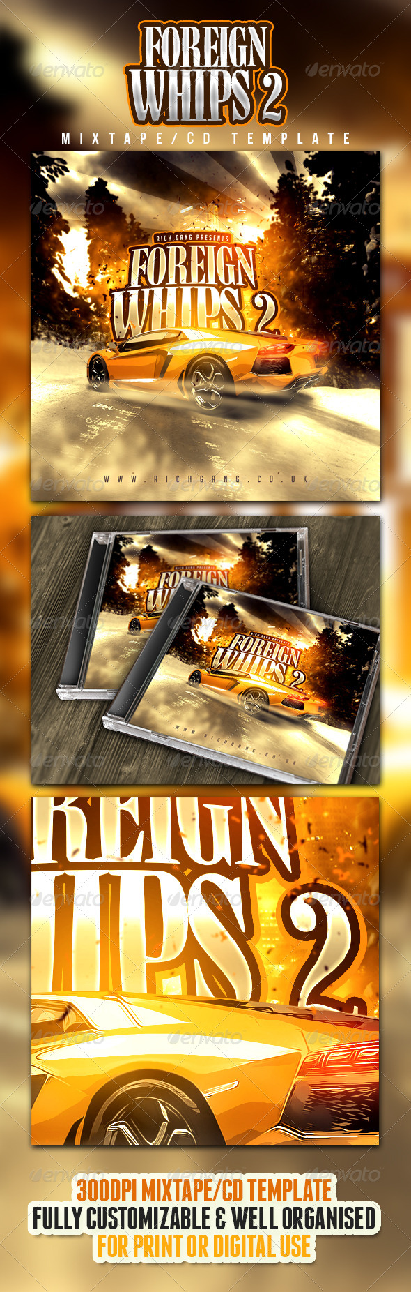 Rich Gang Hip Hop / Rap Mixtape CD Cover - CD & DVD Artwork Print Templates