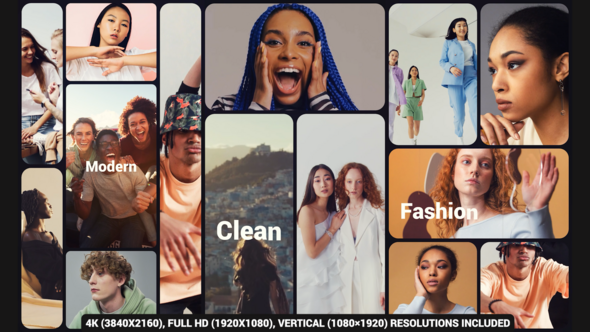 Bento Multiframe Slideshow Video Displays template preview