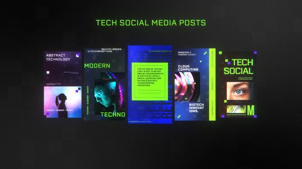 Tech Social Media Posts Video Displays template preview