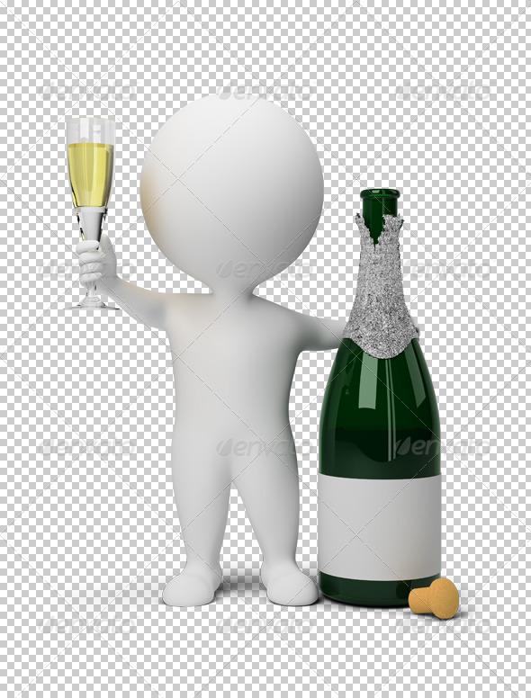 3d small people - champagne - Characters 3D Renders