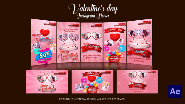 Valentine’s day Instagram Stories Openers template preview