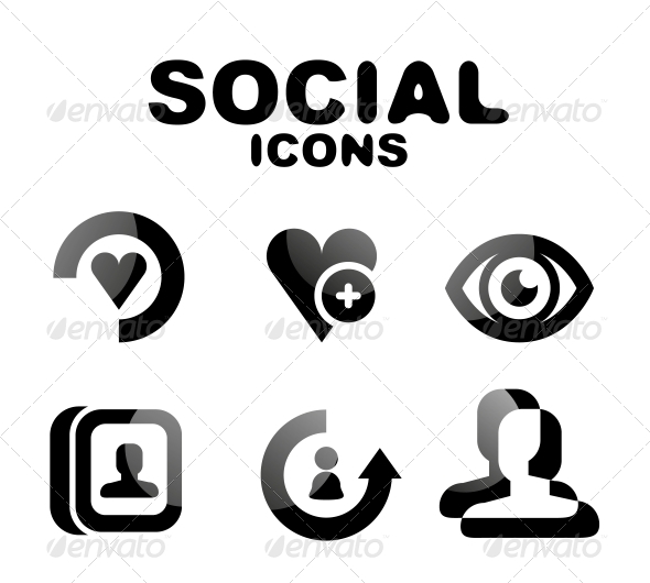Black Glossy Social Icon Set - Web Technology