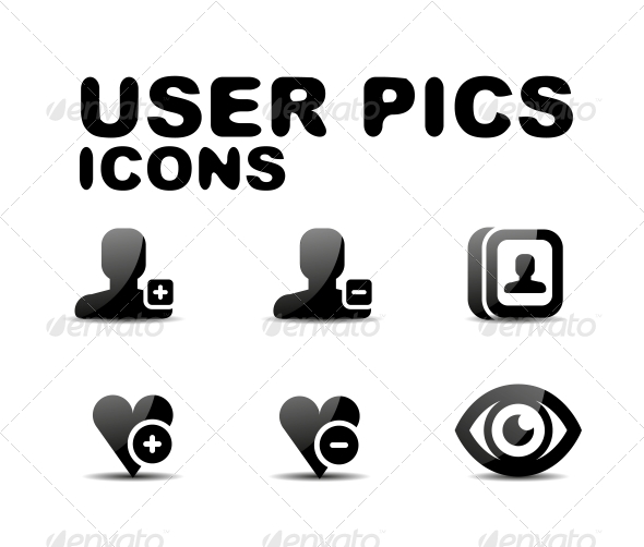User Black Glossy Icon Set. Vector Illustration - Miscellaneous Conceptual