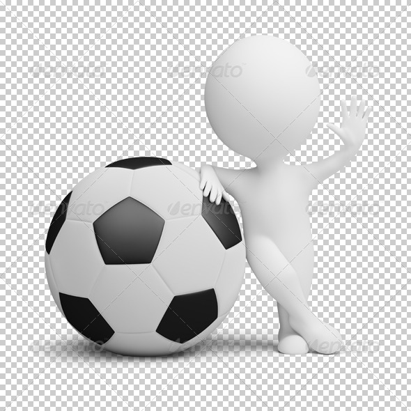 3d small people - soccer player big ball - Characters 3D Renders