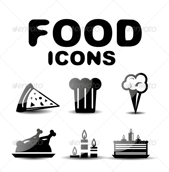 Food Black Glossy Icon Set - Web Technology