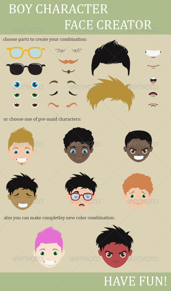 Character Boy Face Creation - Characters Illustrations