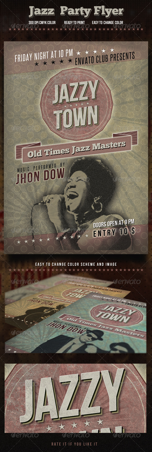 Retro Jazz Party Flyer - Clubs & Parties Events
