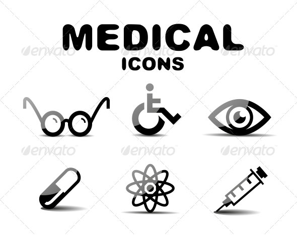 Black Glossy Medical Icon Set - Miscellaneous Conceptual