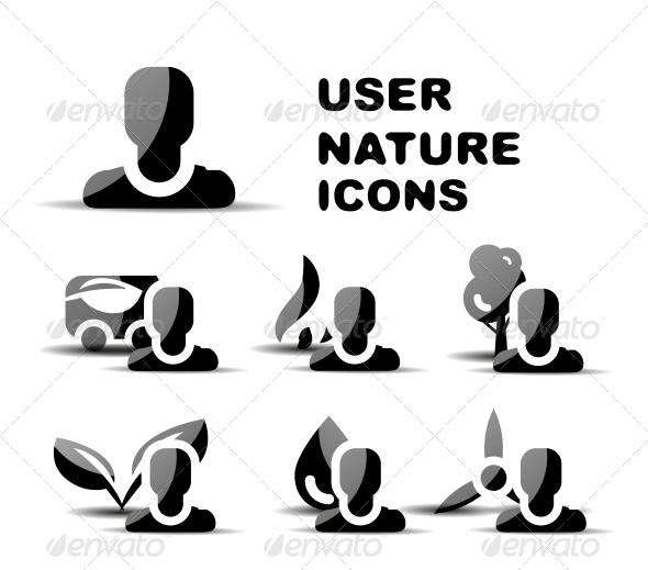 Black User Nature Glossy Icon Set - Web Technology
