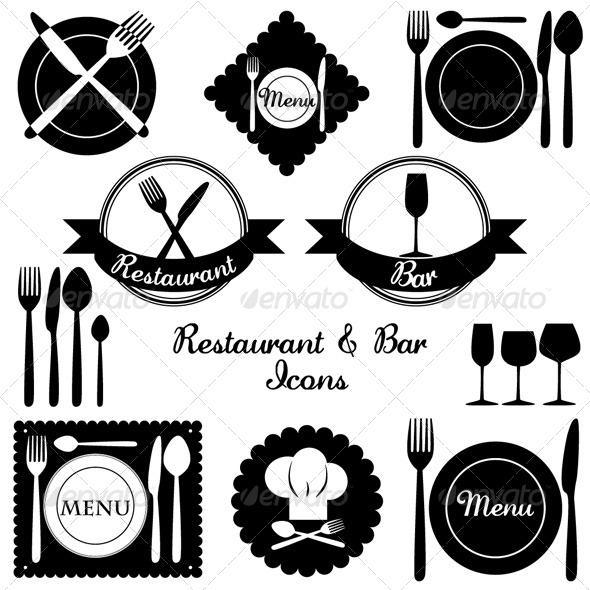 Restaurant and Bar Icons - Food Objects