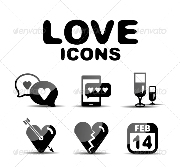 Love Glossy Icon Set. Vector Illustration - Miscellaneous Conceptual