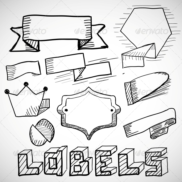 Hand Drawn Labels and Design Elements Doodles - Web Technology