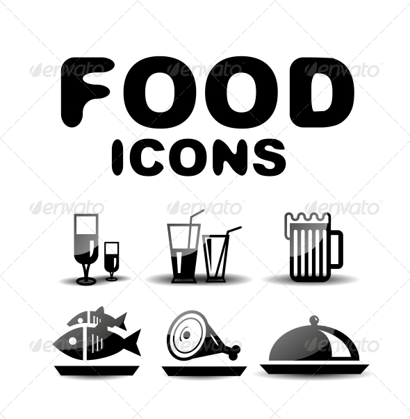 Food Black Glossy Icon Set - Web Technology