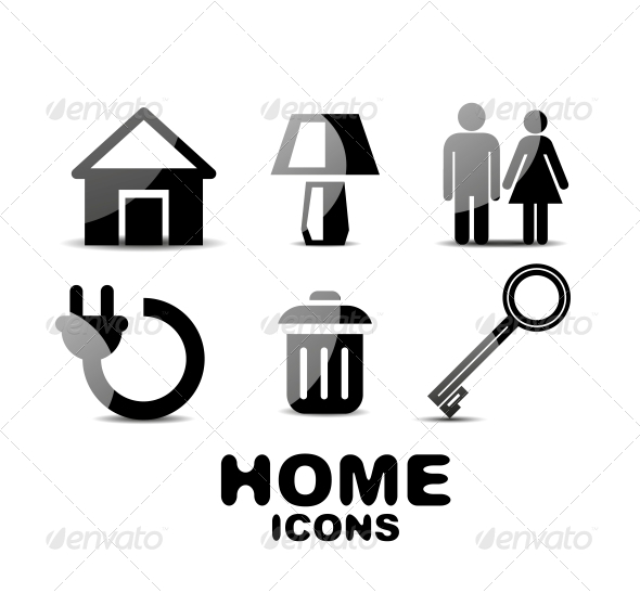 Black Glossy Home Icons - Web Technology