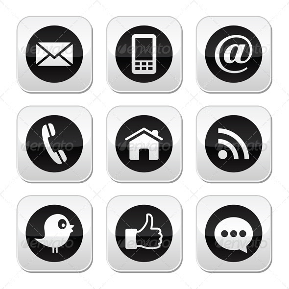 Contact, Web, Blog and Social Media Buttons - Web Technology