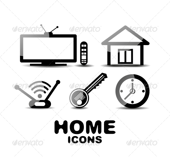 Black Glossy Home Icons - Web Technology
