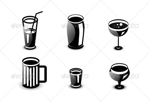 Glossy Drinks and Beverages Icon Set - Computers Technology