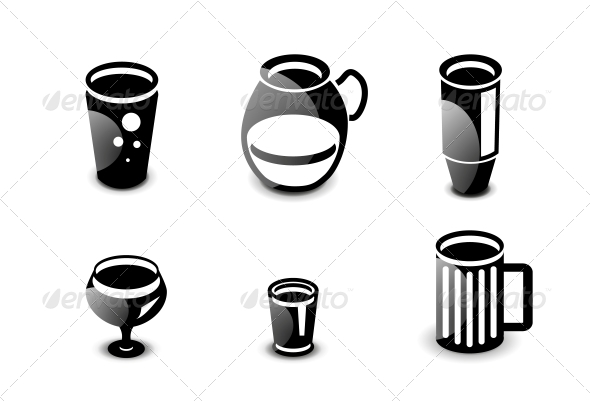 Glossy Drinks and Beverages Icon Set - Computers Technology