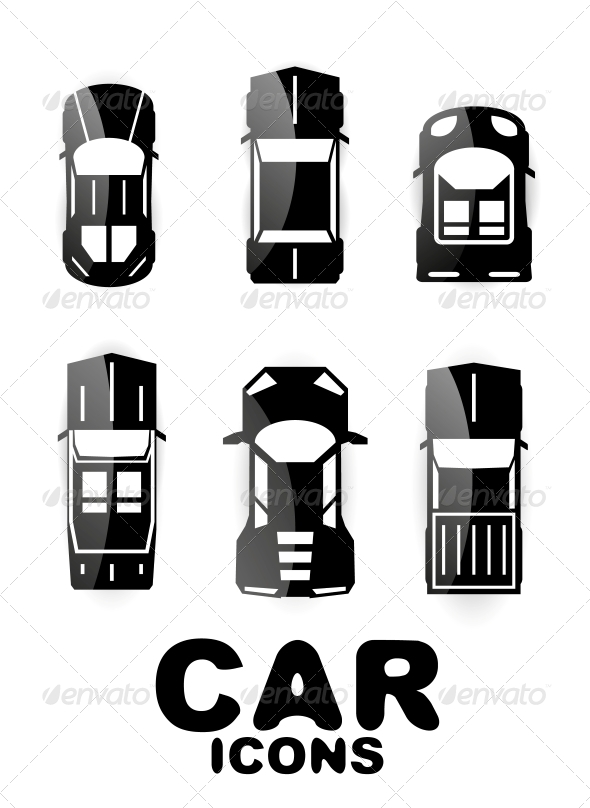 Black Glossy Car Icon Set - Web Technology