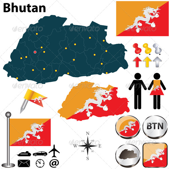 Map of Bhutan - Travel Conceptual