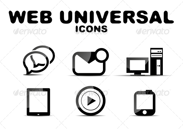 Black Glossy Web Universal Icon Set - Web Technology