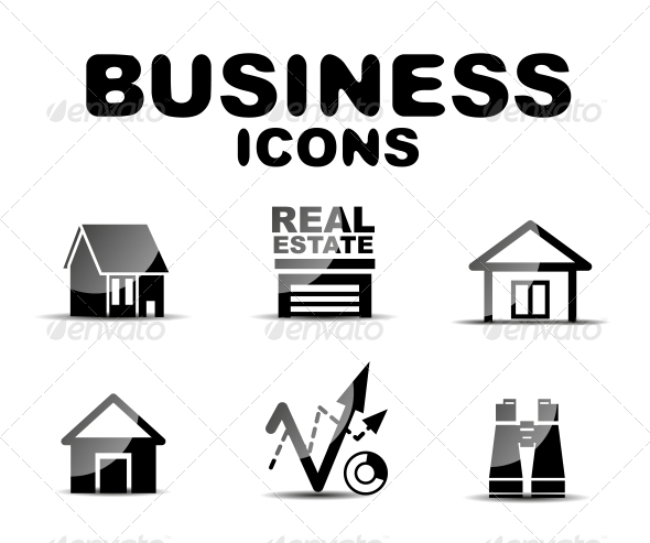 Black Glossy Business Icon Set - Web Technology